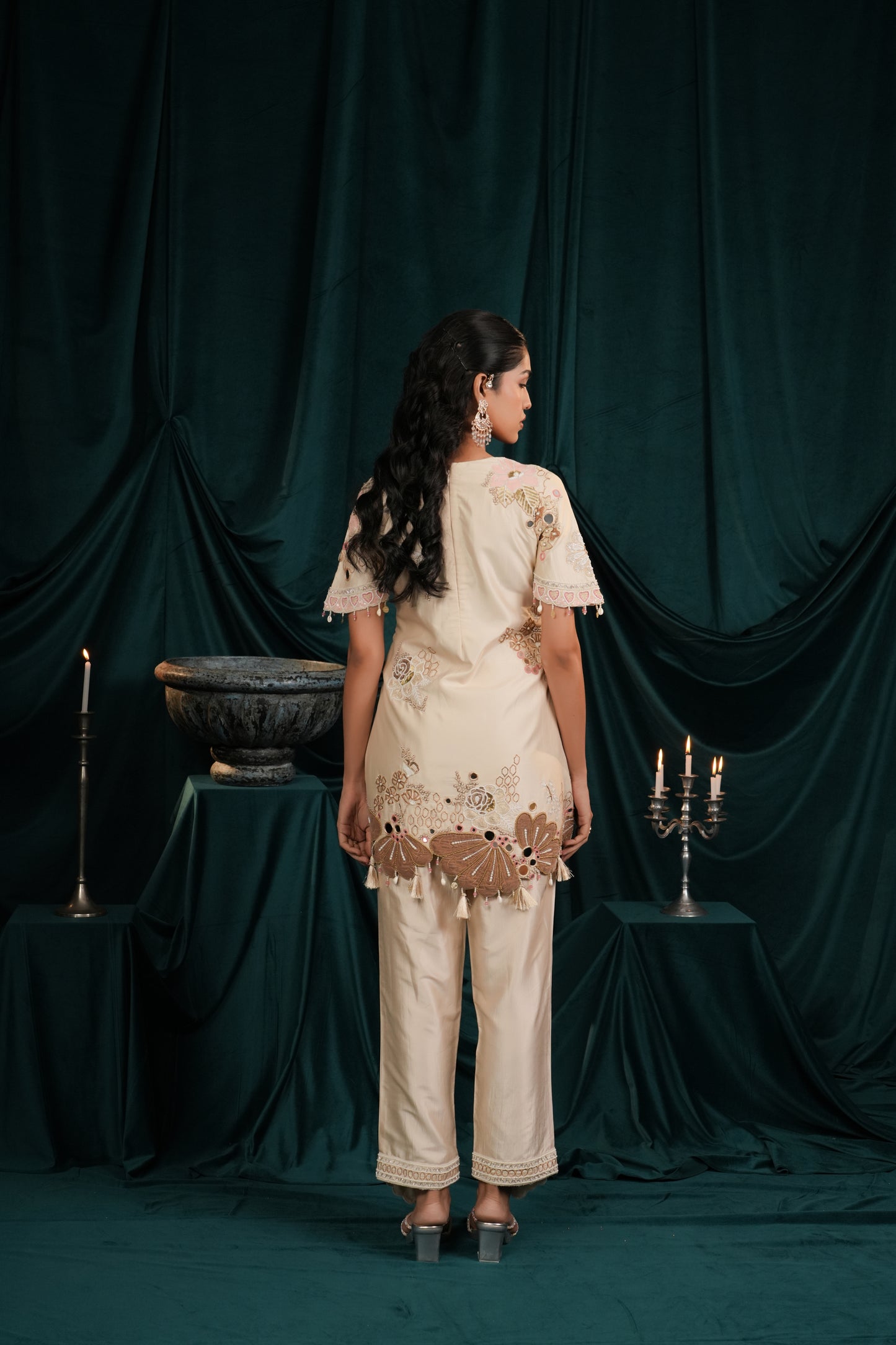 LIGHT BISQUE EMBROIDERED DRESS