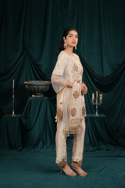 LIGHT BISQUE EMBROIDERED DRESS