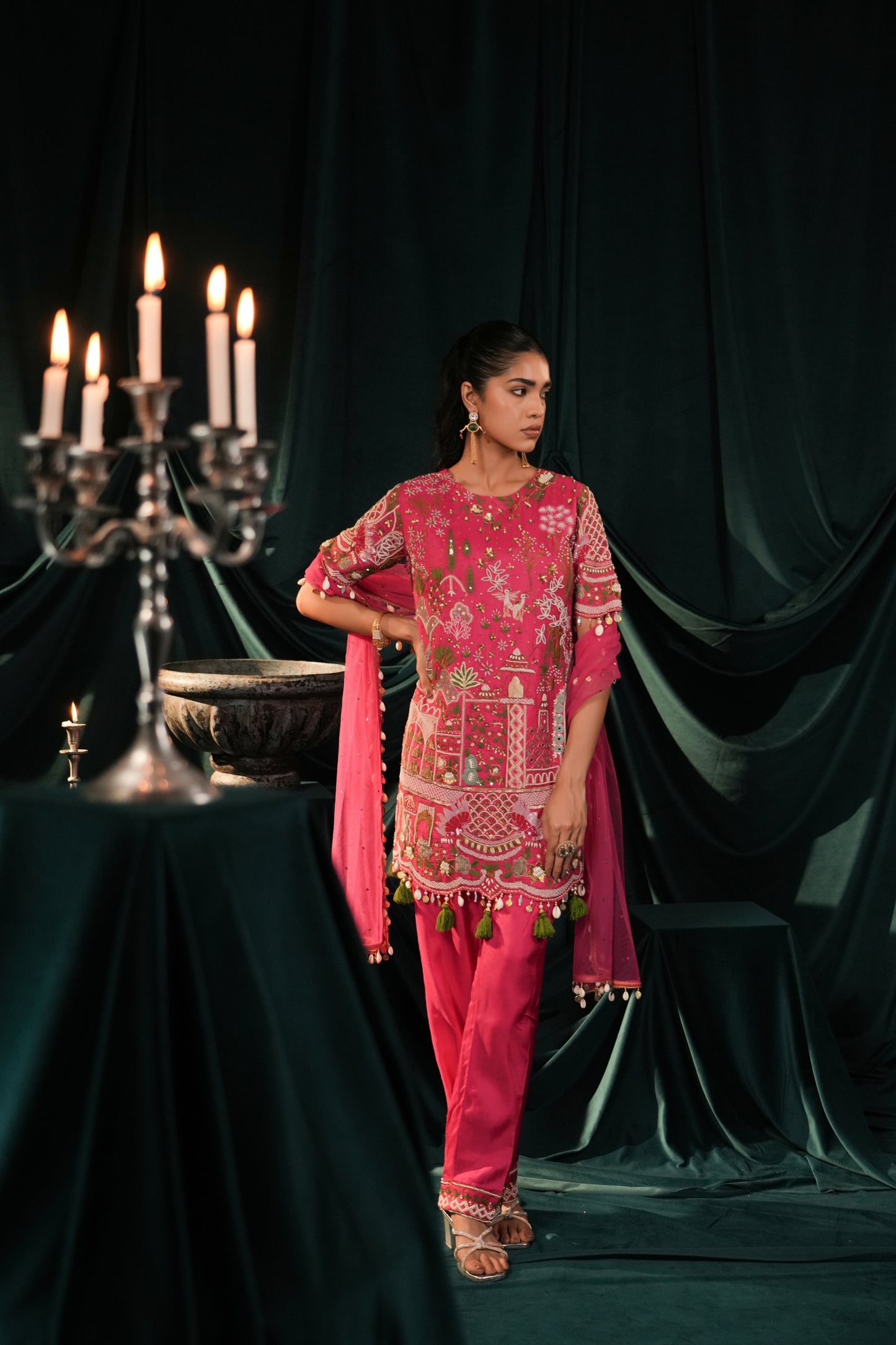 DEEP PINK SILK SUIT SET