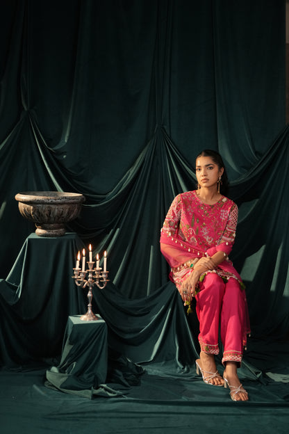 DEEP PINK SILK SUIT SET