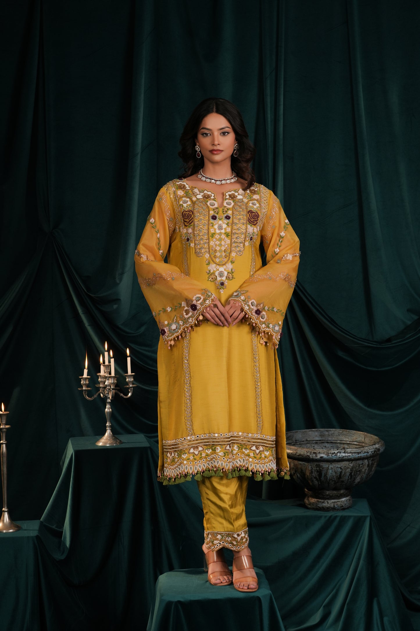 TUSCAN YELLOW SILK SUIT SET