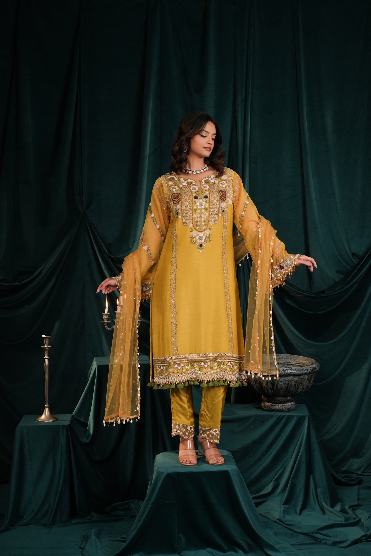 TUSCAN YELLOW SILK SUIT SET