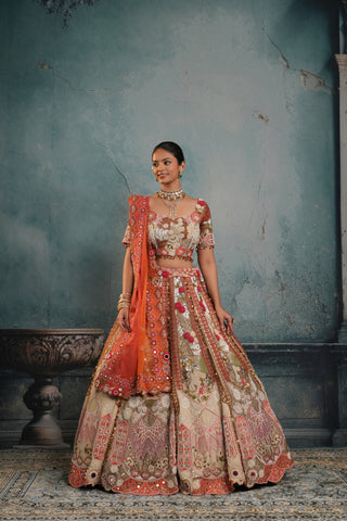 MULTICOLOR EMBROIDERED BRIDAL LEHENGA