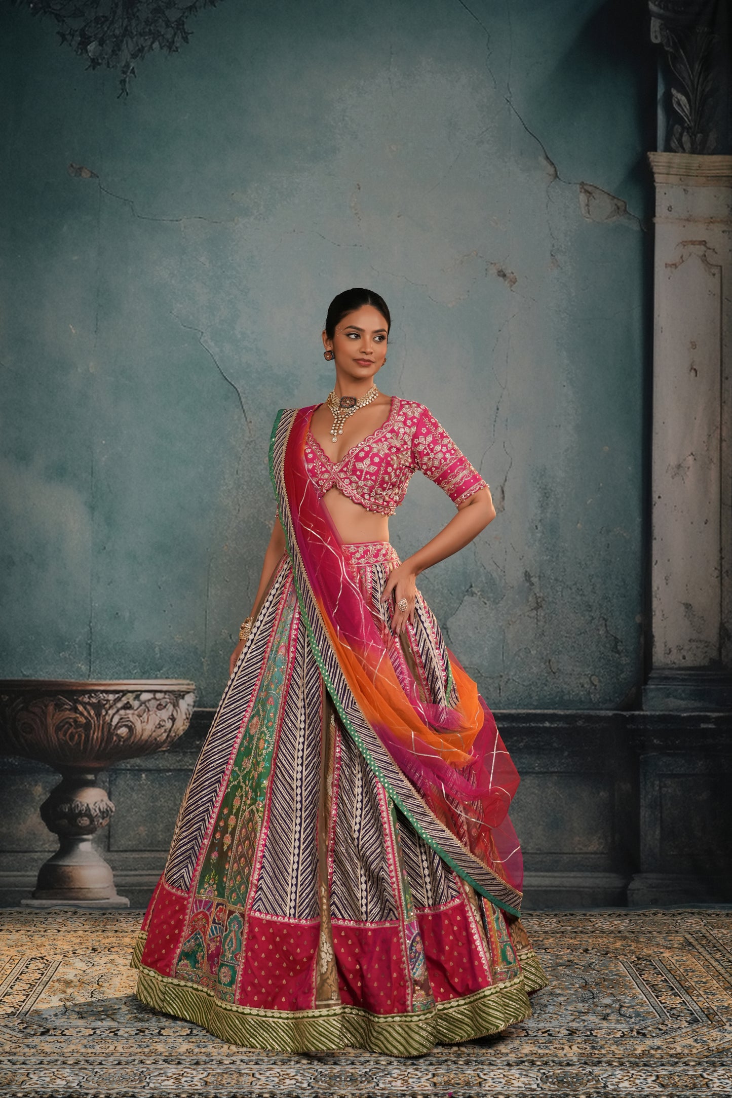 MULTI KALI EMBROIDERED LEHENGA