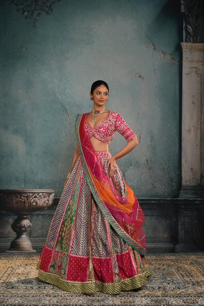 MULTI KALI EMBROIDERED LEHENGA