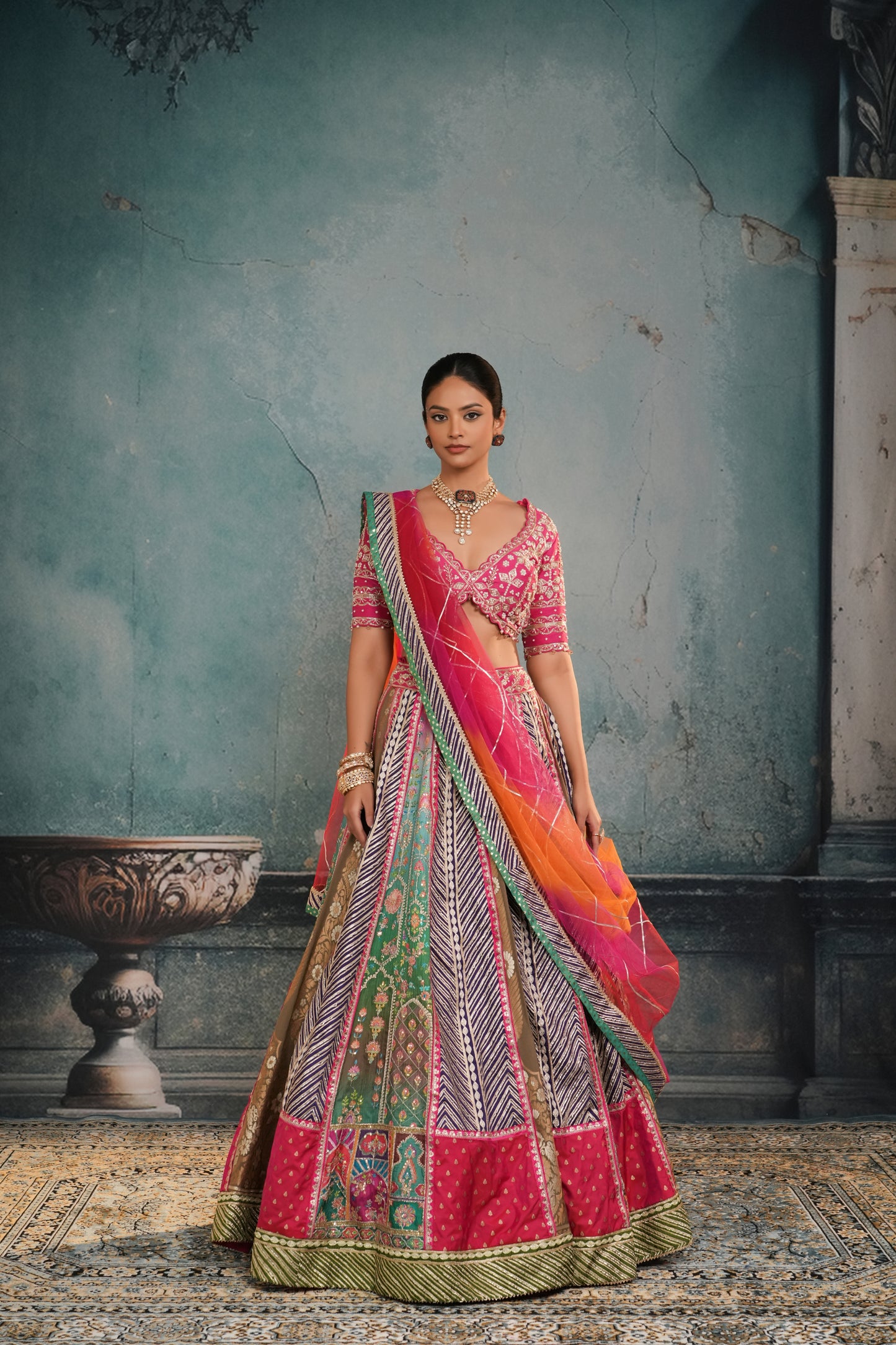 MULTI KALI EMBROIDERED LEHENGA