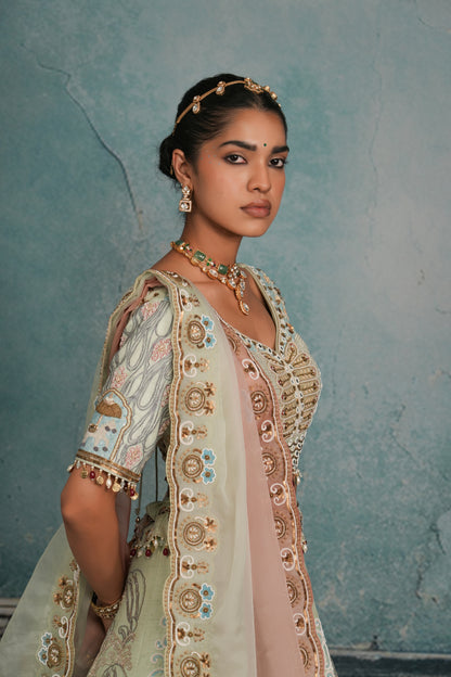 LIGHT BLUE RAW SILK LEHENGA