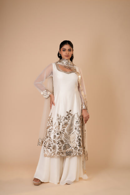 IVORY NET STRAIGHT CUT DRESS