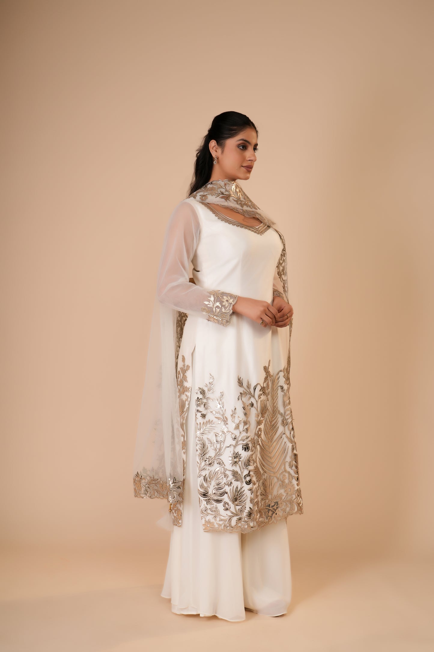 IVORY NET STRAIGHT CUT DRESS