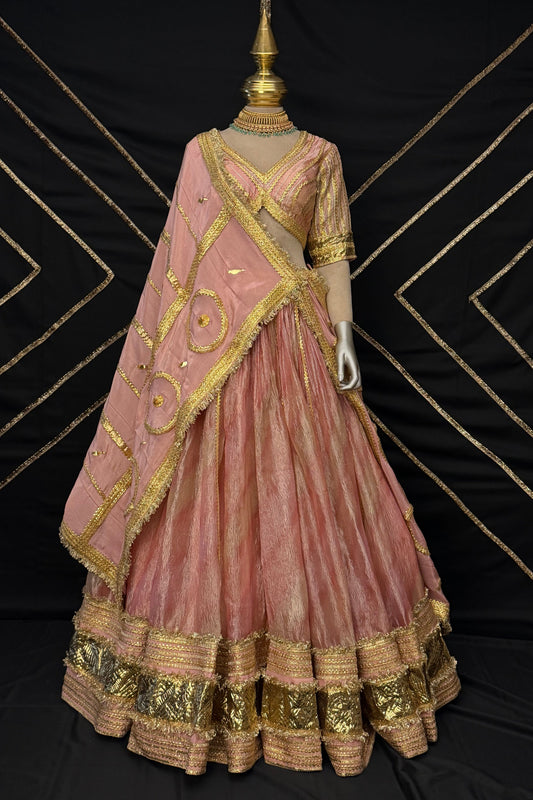 Blush Pink crushed tissue lehenga