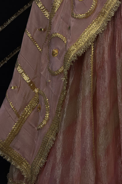 Blush Pink crushed tissue lehenga