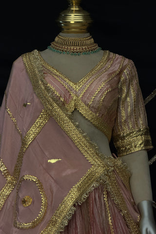 Blush Pink crushed tissue lehenga alternate