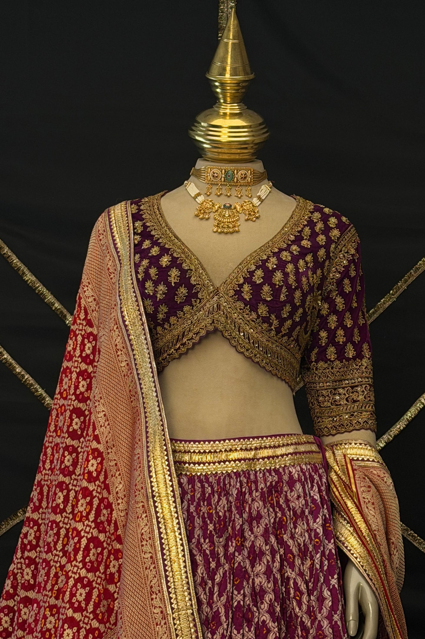 Deep wine lehenga