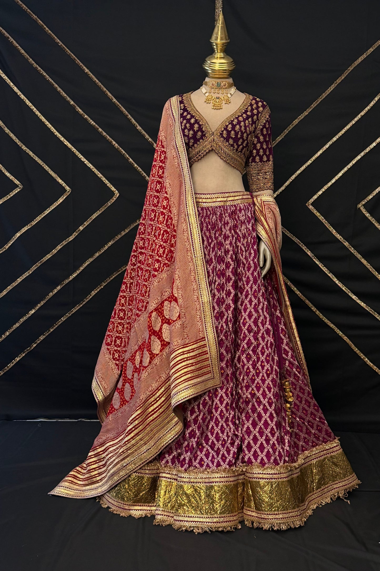 Deep wine lehenga