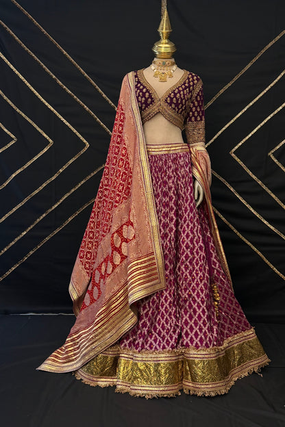 Deep wine lehenga