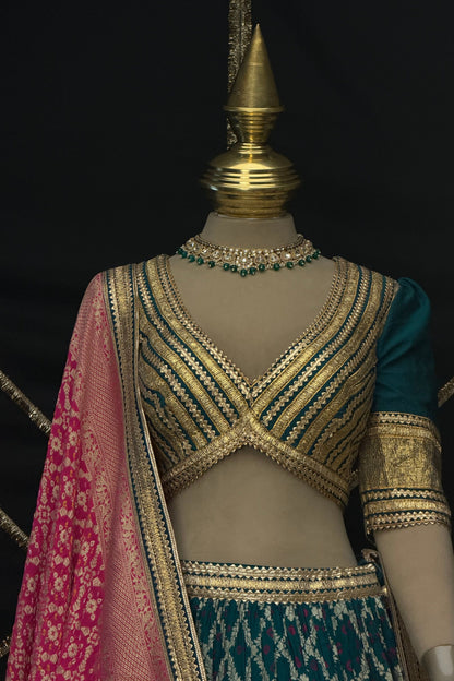 Peacock Teal lehenga