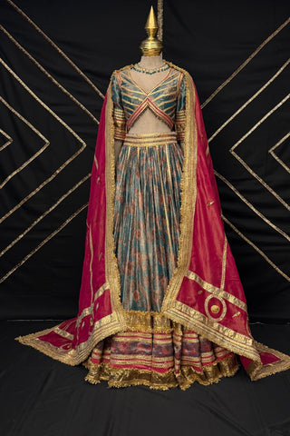 Teal blue lehenga