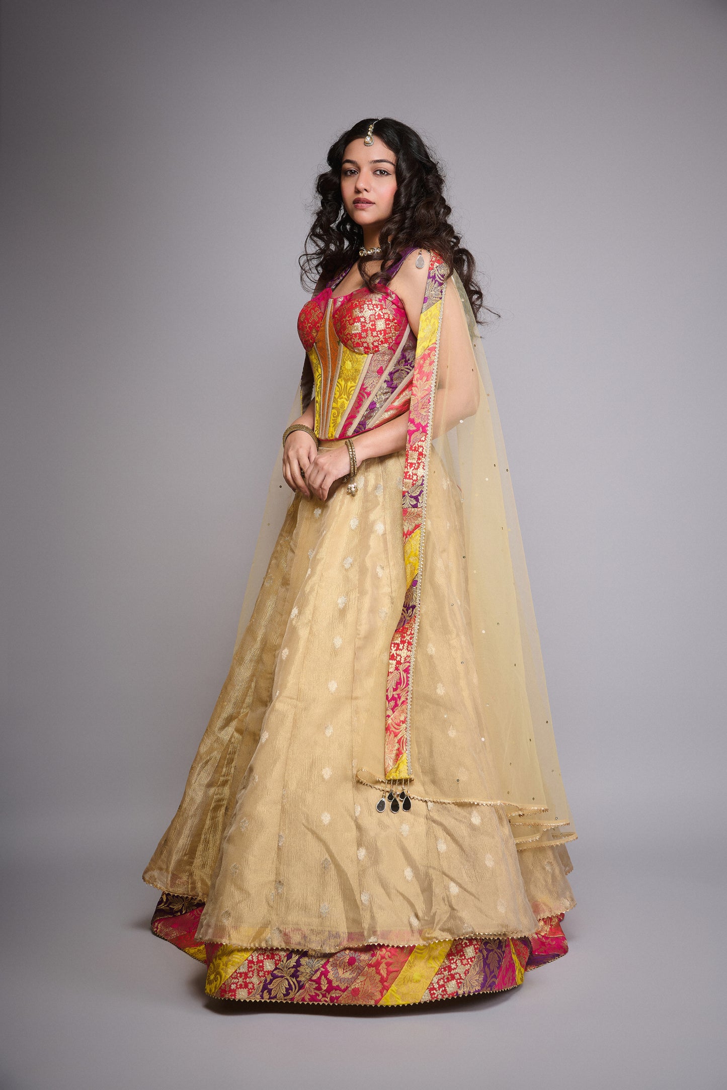 GOLD & MULTI COLOR TISSUE CORSET SET