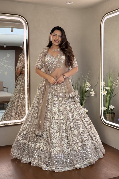 Light Brown Couture Handwork Lehenga