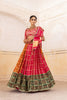 CHERRY RED & GREEN GAJI SILK LEHENGA