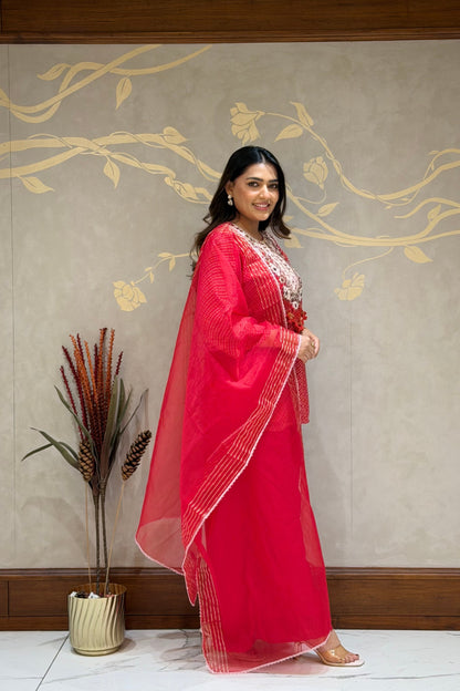 Red Noor Indo-Western – Chiffon Silk
