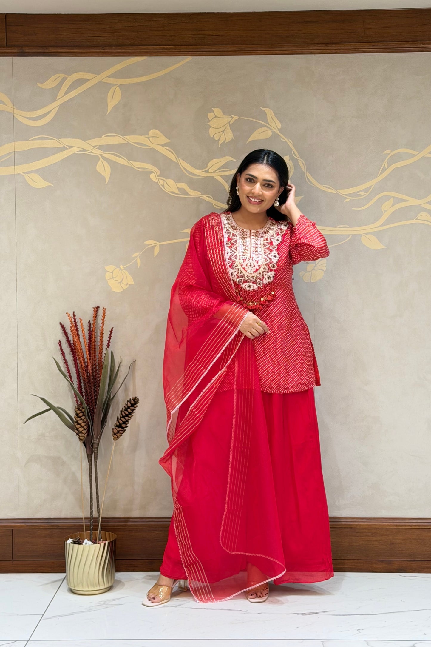 Red Noor Indo-Western – Chiffon Silk