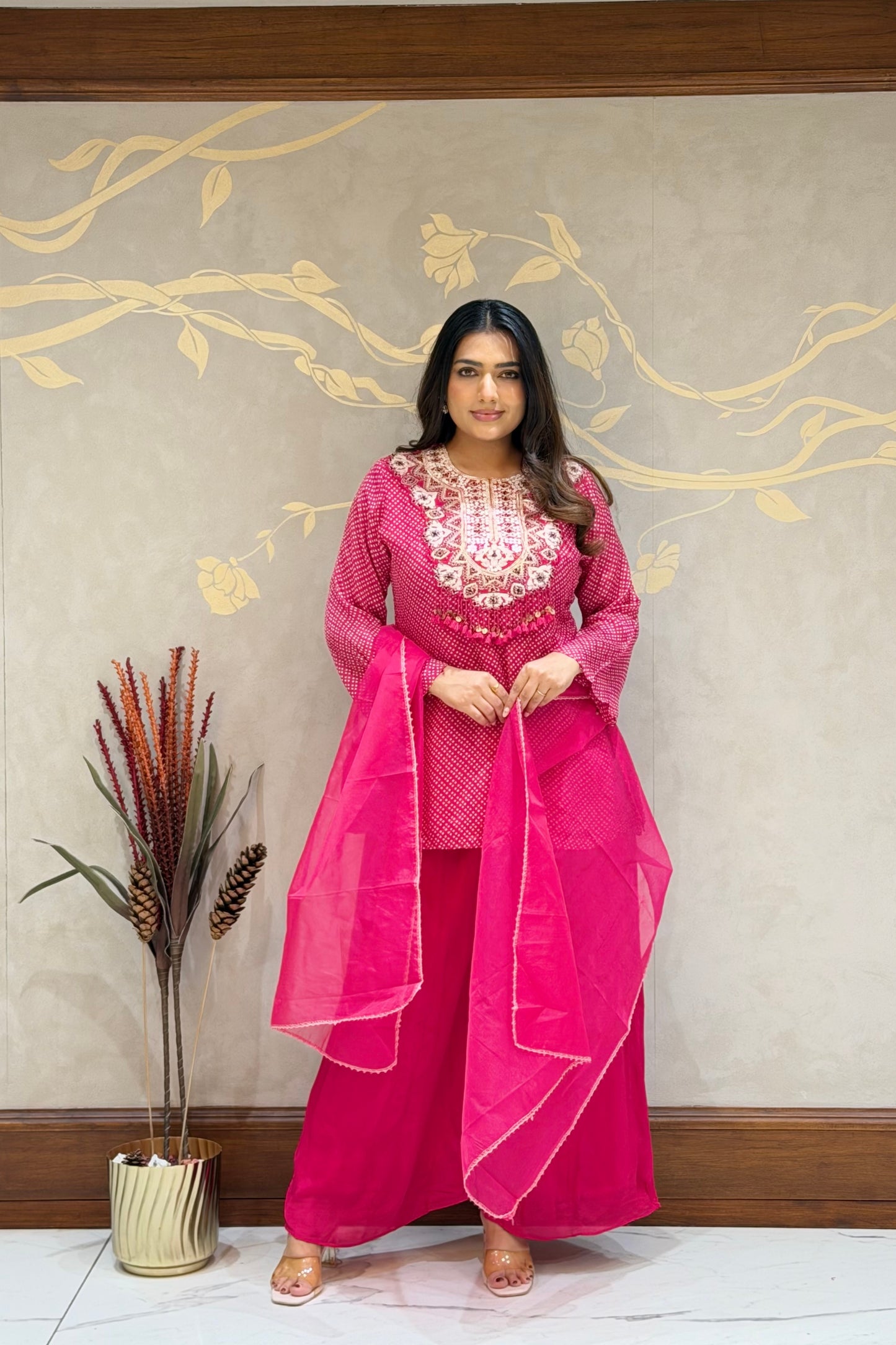Rani Pink Noor Indo-Western – Chiffon Silk