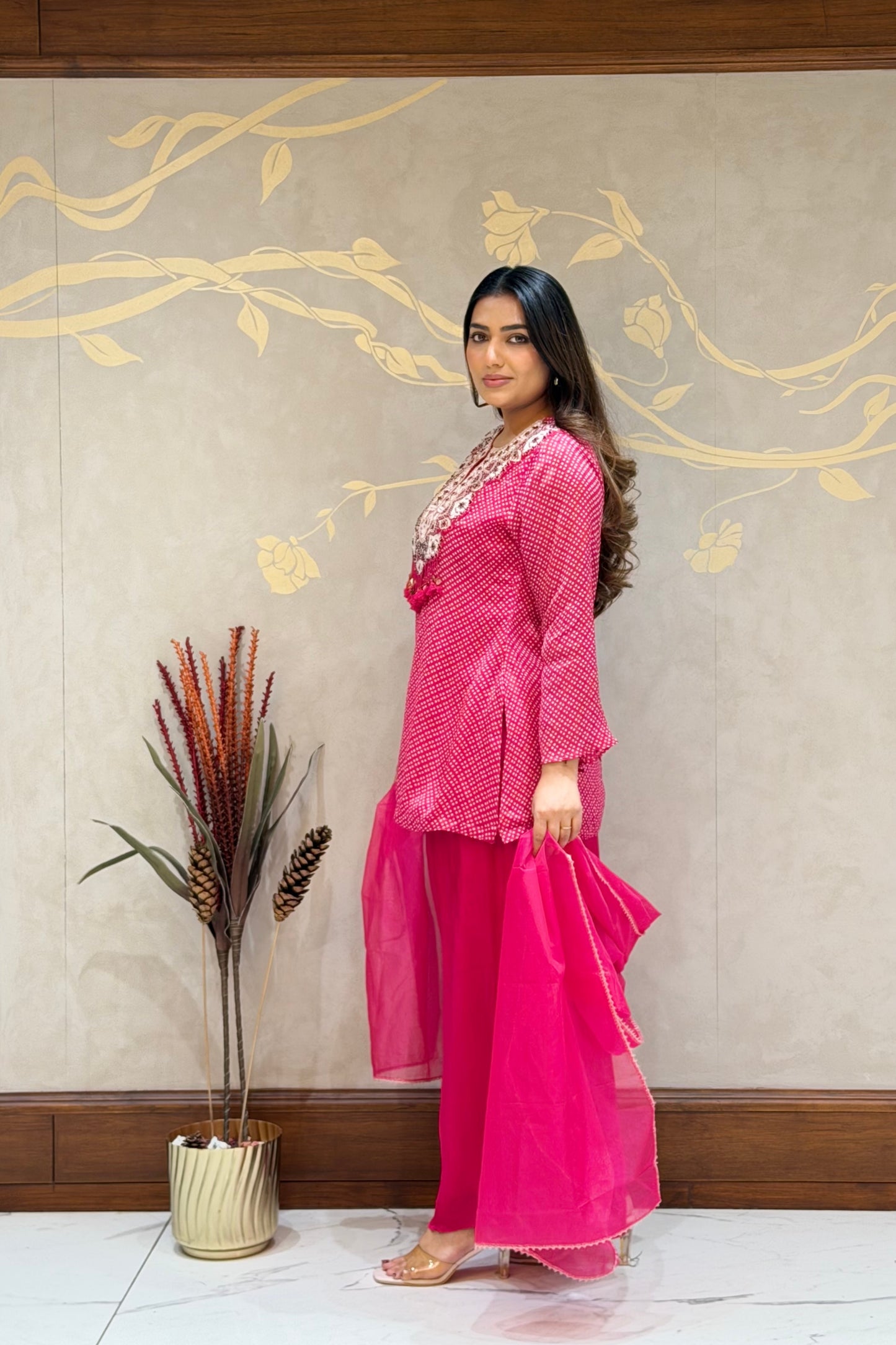 Rani Pink Noor Indo-Western – Chiffon Silk