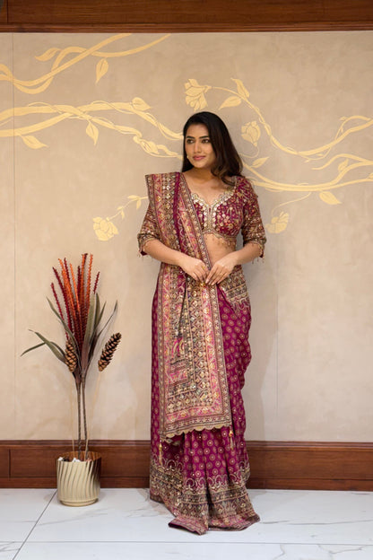 Rich deep Royale Italian Crepe Saree