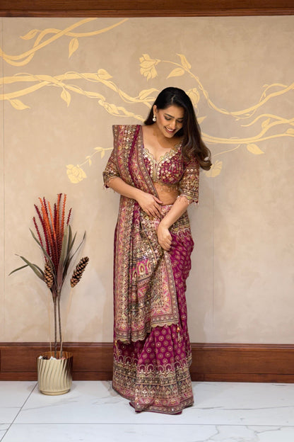 Rich deep Royale Italian Crepe Saree