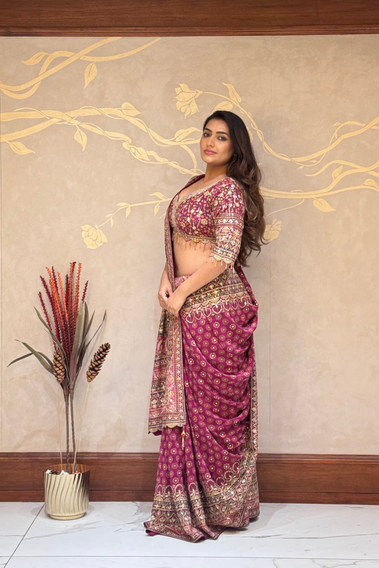 Rich deep Royale Italian Crepe Saree
