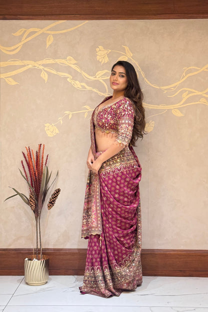 Rich deep Royale Italian Crepe Saree