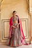 STONE GREY KASHMIRI WEAVING GAJI SATIN LEHENGA