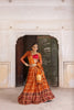 GINGER ORANGE GAJI SILK PRINTED LEHENGA