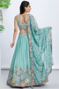 TURQUOISE BLUE CHIFFON LEHENGA