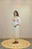 WHITE APPLIQUE EMBROIDERED KURTA SET