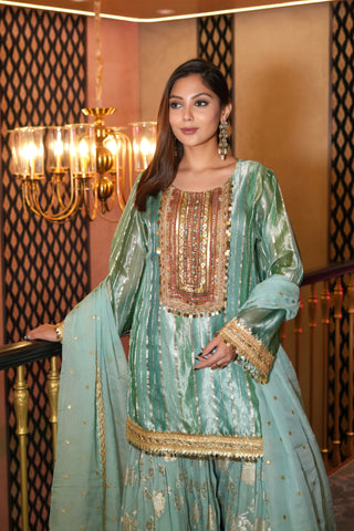 LIGHT TURQUOISE SHARARA SET