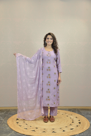 WISTERIA PURPLE CHANDERI KURTA SET