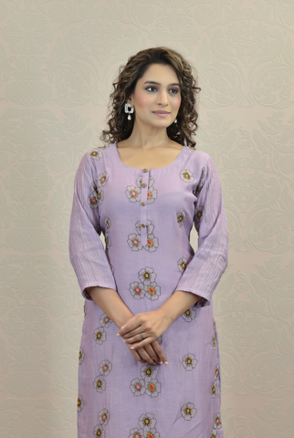 WISTERIA PURPLE CHANDERI KURTA SET