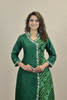 BOTTLE GREEN BANDHEJ KURTA SET