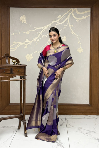 Royal Purple Pure Dola Silk Saree