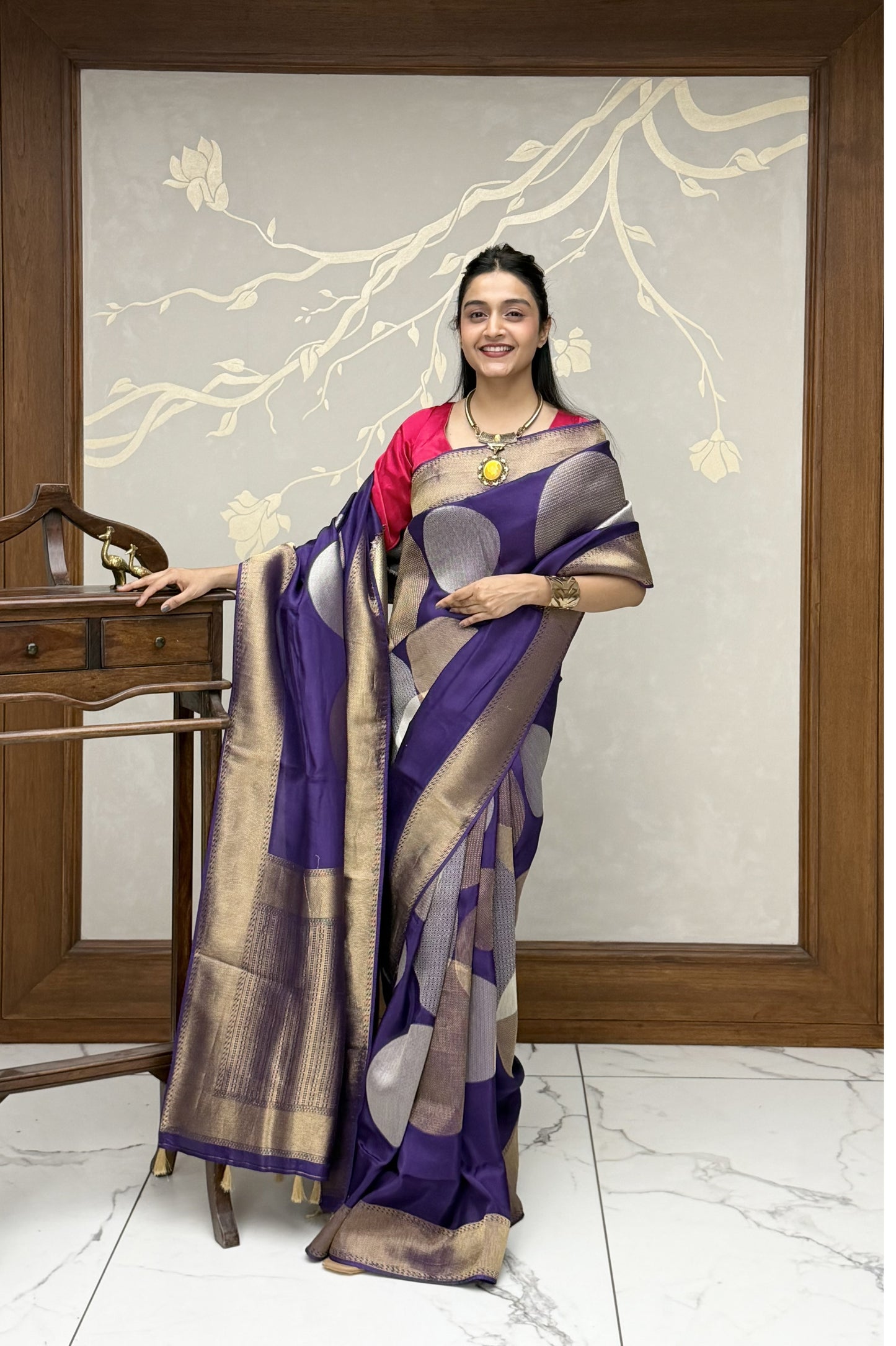 Royal Purple Pure Dola Silk Saree