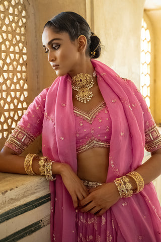 ROUGE PINK DOLA SILK LEHENGA