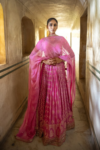 ROUGE PINK DOLA SILK LEHENGA