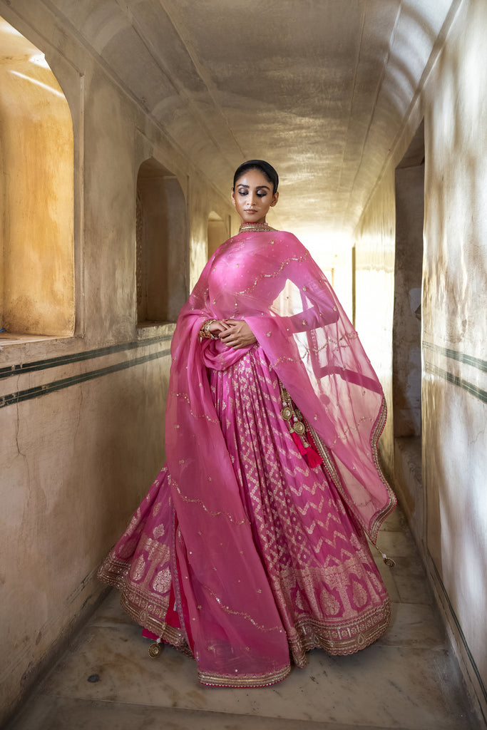 ROUGE PINK DOLA SILK LEHENGA