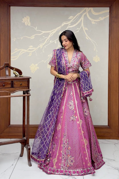 Magenta Purple Banarasi Silk Lehenga