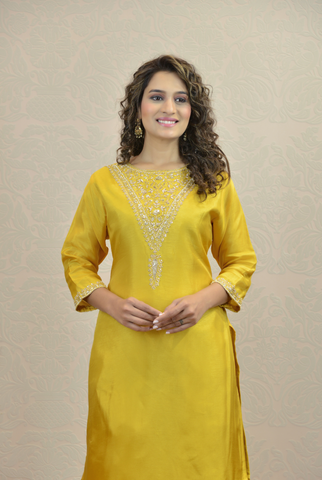 CITRINE YELLOW SILK KURTA SET