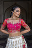 WHITE & PINK DOLA SILK LEHENGA