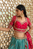 TEAL & PINK GAJI SATIN LEHENGA