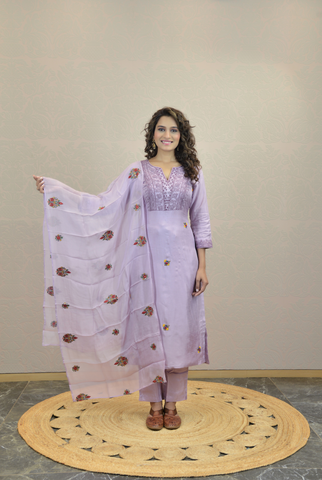 LILAC SOFT SILK KURTA SET